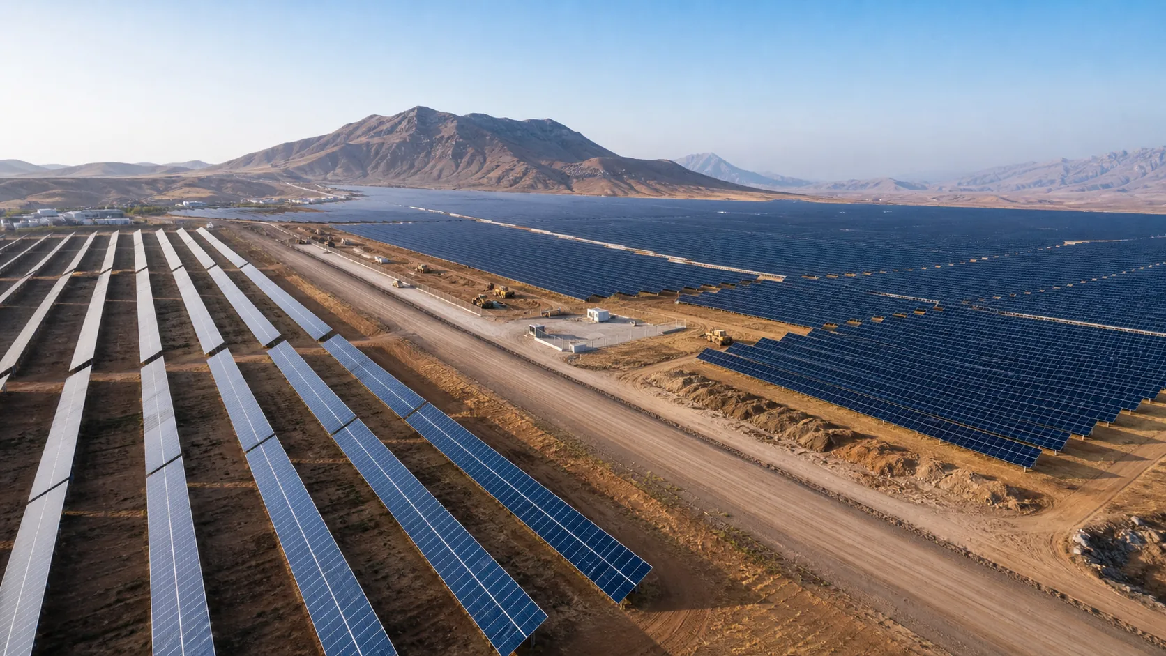 Realistic visualization of a 150 MW utility-scale solar plant development in Kurdistan